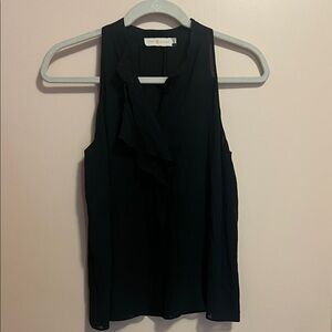 Tory Burch Sleeveless Silk Deep Emerald Green Ruffle Blouse